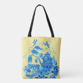 Blue Willow China auf Butter Gelben Tasche (Rückseite)