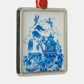 Blue Willow China Blue & White Ornament Aus Metall (Rechts)