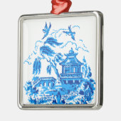 Blue Willow China Blue & White Ornament Aus Metall (Links)
