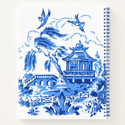 Blue Willow China Design Notebook Notizblock (Rückseite)