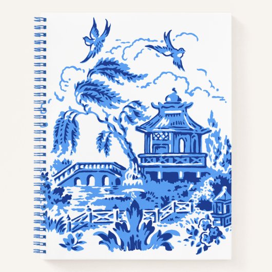 Blue Willow China Design Sketchbook Notebook Notizblock (Vorderseite)