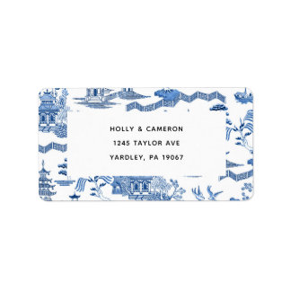 Blue Willow Chinoiserie Address Labels Adressaufkleber