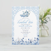 Blue Willow Chinoiserie-Braut-Teeparty Einladung (Stehend Vorderseite)