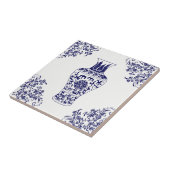 Blue Willow Chinoiserie White und Blue Ginger Jar Fliese (Seite)