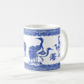 Blue Willow Cranes Bird Traditionelle Chinoiserie Kaffeetasse (VorderseiteRechts)