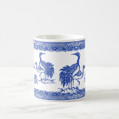 Blue Willow Cranes Bird Traditionelle Chinoiserie Kaffeetasse (Mittel)