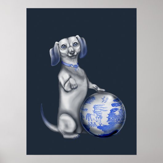 Blue Willow Dackel Poster (Vorne)