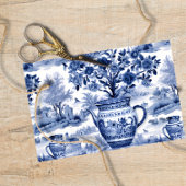 Blue Willow Decoupage Vase Floral Seidenpapier