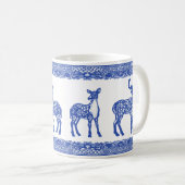 Blue Willow Deer Buck Doe Einziges Whimsisches Tie Kaffeetasse (VorderseiteRechts)