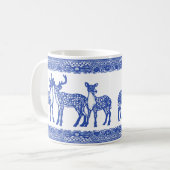 Blue Willow Deer Buck Doe Einziges Whimsisches Tie Kaffeetasse (Vorderseite Links)