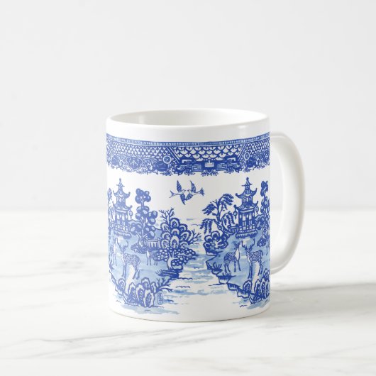 Blue Willow Deer Isle of Animals Classic Fun Art Kaffeetasse (VorderseiteRechts)