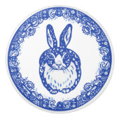 Blue Willow Design Bunny Rabbit Niedlich Whimsical Keramikknauf (Vorderseite)