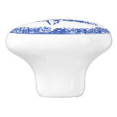 Blue Willow Design Floral Koi Fisch Oriental Einzi Keramikknauf (Seitenansicht)