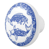 Blue Willow Design Floral Koi Fisch Oriental Einzi Keramikknauf (Rechts)