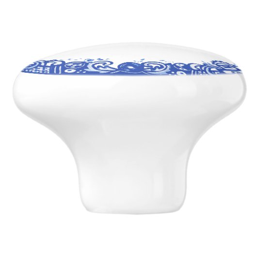 Blue Willow Design Turtle Tortoise Niedliche Gesic Keramikknauf (Seitenansicht)