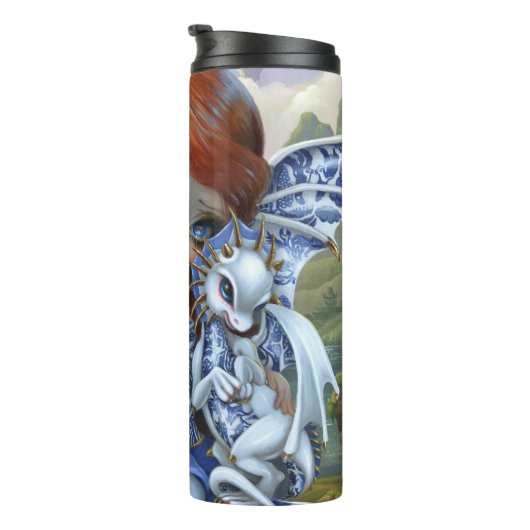 "Blue Willow Dragonlings" Thermosbecher (Nach rechts gedreht)