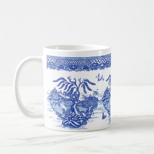 Blue Willow Eichhörnchen Fox Duck Isle of Animals Kaffeetasse (Links)