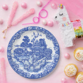 Blue Willow Fox Island Asian Tempel Garten Pappteller (Party)