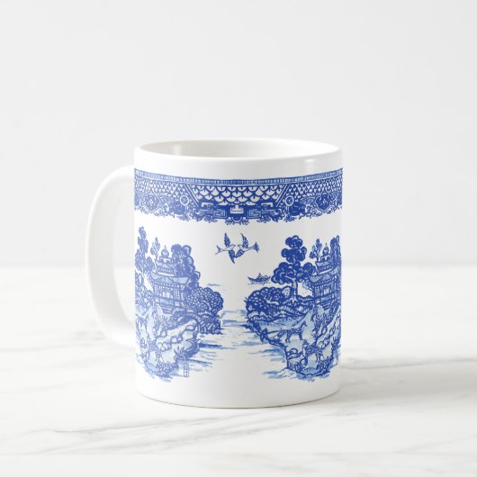 Blue Willow Fox Isle of Animals Classic Fun Design Kaffeetasse (Vorderseite Links)