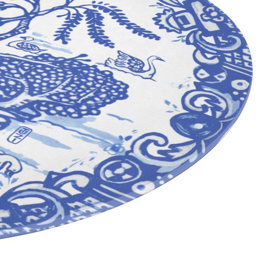 Blue Willow Fox Kaninchen Eichhörnchen Bird Whale  Schneidebrett (Ecke)