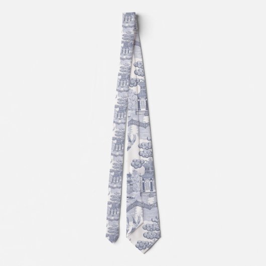 Blue Willow in Gray Blue Krawatte (Rückseite)
