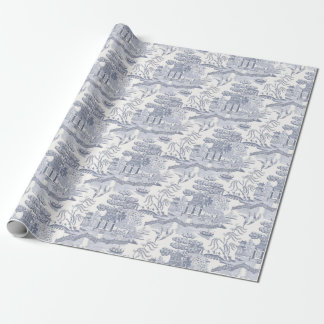 Blue Willow in Gray Blue Lumbar PIllow Geschenkpapier