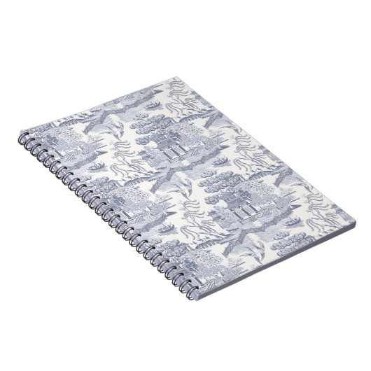 Blue Willow in Gray Blue Notizblock (Rechte Seite)