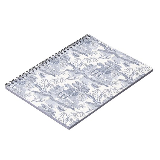 Blue Willow in Gray Blue Notizblock (Linke Seite)