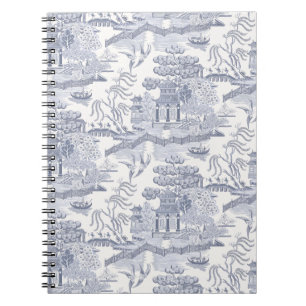 Blue Willow in Gray Blue Notizblock