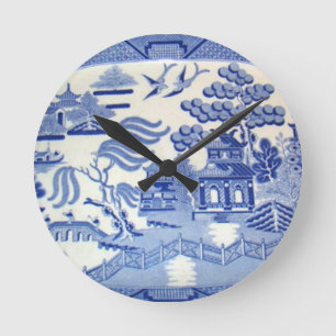 Blue Willow Kitchen Clock Runde Wanduhr