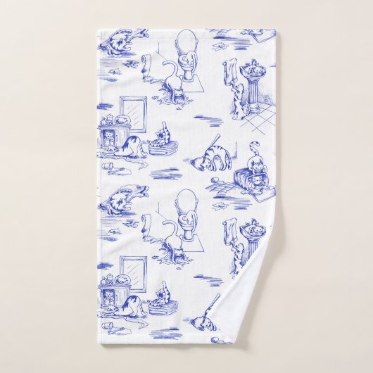Blue Willow Kitty Cat Bad Toile Badhandtuch Set (Handtuch)
