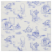 Blue Willow Kitty Cat Bad Toile Stoff (Muster)