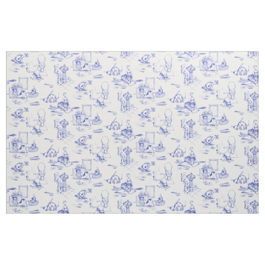 Blue Willow Kitty Cat Bad Toile Stoff (Fat Quarter (45,7 x 55,9 cm))