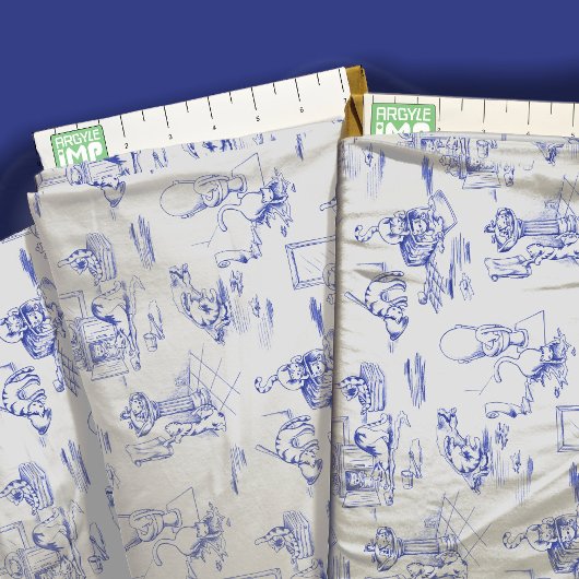 Blue Willow Kitty Cat Bad Toile Stoff