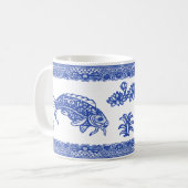 Blue Willow Koi Fischmuster Einzigartig Whimsical Kaffeetasse (Vorderseite Links)