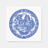 Blue Willow Lucky Cat Koi Bird Asian Tempel Garden Serviette (Vorderseite)