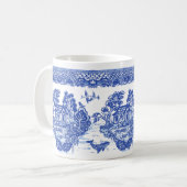 Blue Willow Lucky Cat Koi Isle of Animals Spaß Kaffeetasse (Vorderseite Links)