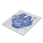 Blue Willow Lucky Cat Koi Teich Antike Fantasie Fliese (Seite)