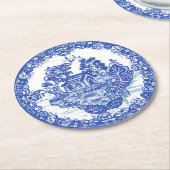 Blue Willow Lucky Cat Koi Teich China Tempel Einzi Runder Pappuntersetzer (Angewinkelt)