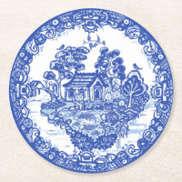 Blue Willow Lucky Cat Koi Teich China Tempel Einzi