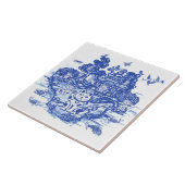 Blue Willow Lucky Cat Whimsica Chinoiserie Kunst,  Fliese (Seite)