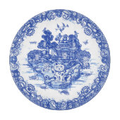 Blue Willow Lucky Cat Whimsica Chinoiserie Kunst, Schneidebrett (Vorderseite)