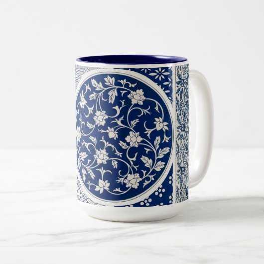 Blue Willow Ming Dynastie China Botanisch Zweifarbige Tasse (VorderseiteRechts)