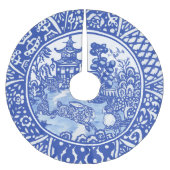 Blue Willow Oriental Rabbit Whimsical Blue & White Polyester Weihnachtsbaumdecke (Vorderseite)