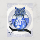 Blue Willow Owl Postcard Postkarte (Vorderseite)