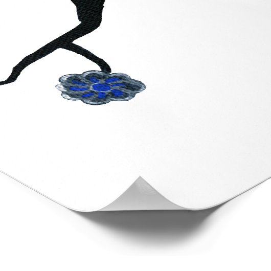 Blue Willow Owl Poster (Ecke)