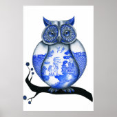 Blue Willow Owl Poster (Vorne)
