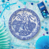 Blue Willow Peacock Island Asiatischer Tempelgarte Pappteller (Party)