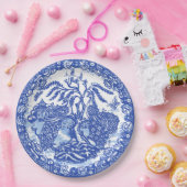 Blue Willow Peacock Island Asiatischer Tempelgarte Pappteller (Party)