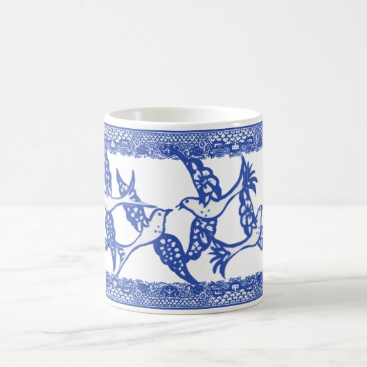 Blue Willow Phoenix Bird Blue & White Chinoiserie Kaffeetasse (Mittel)